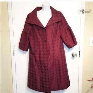 Axcess Plus Size Maroon Houndstooth Long Jacket